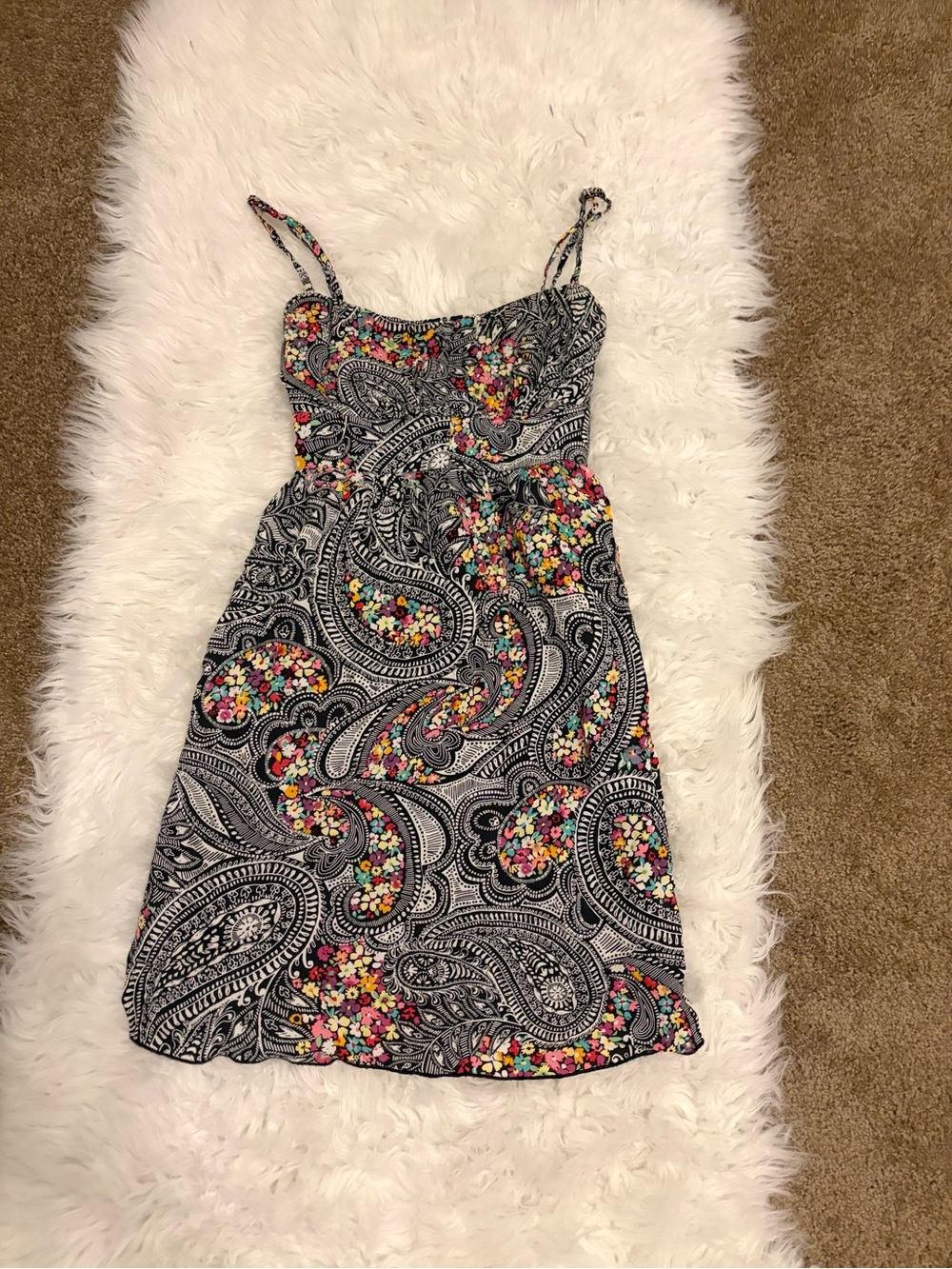 Vintage Paisley Floral Print Spaghetti Strap Dress